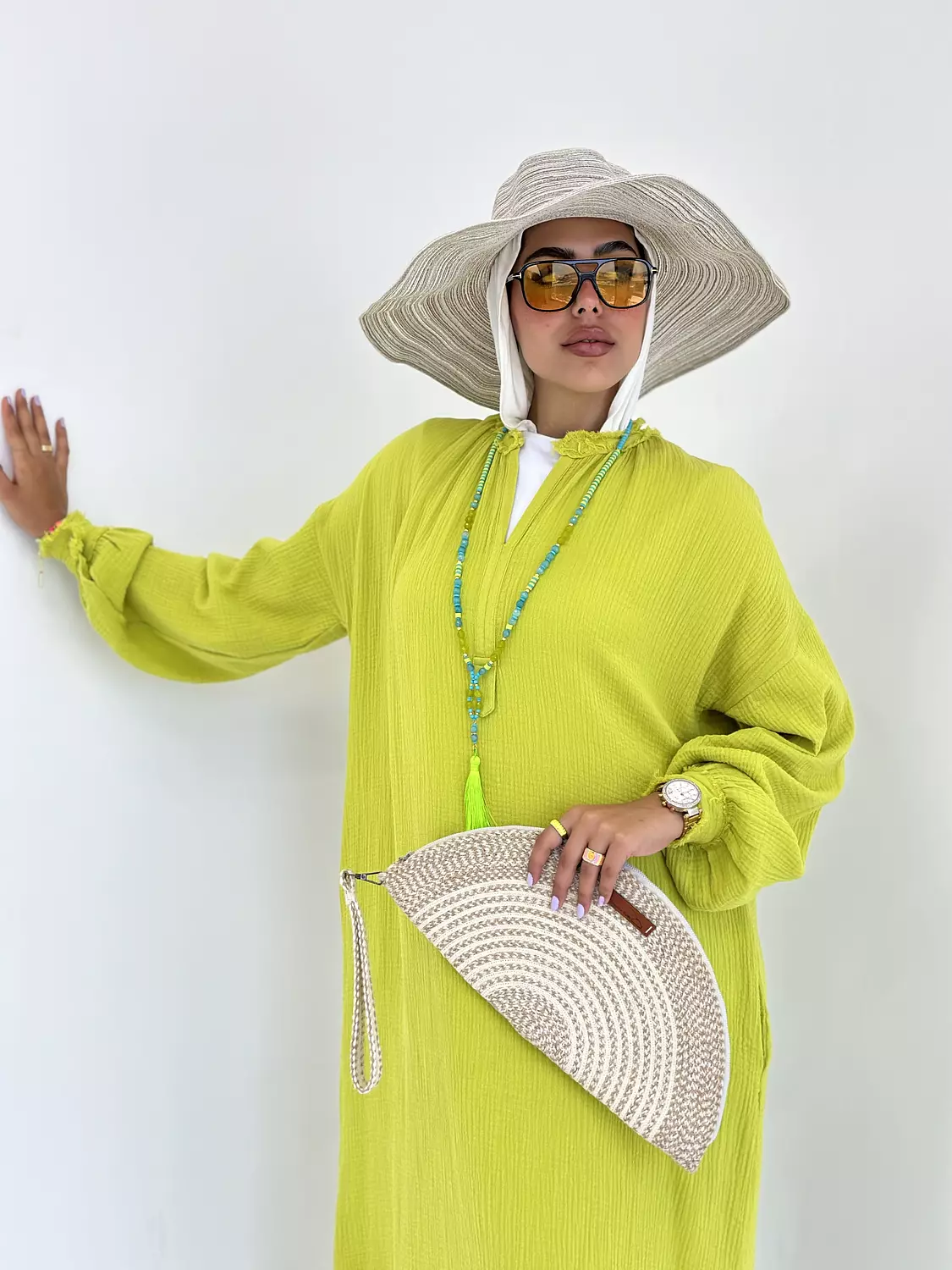 VIBRANT DRESS IN LIME GREEN 3