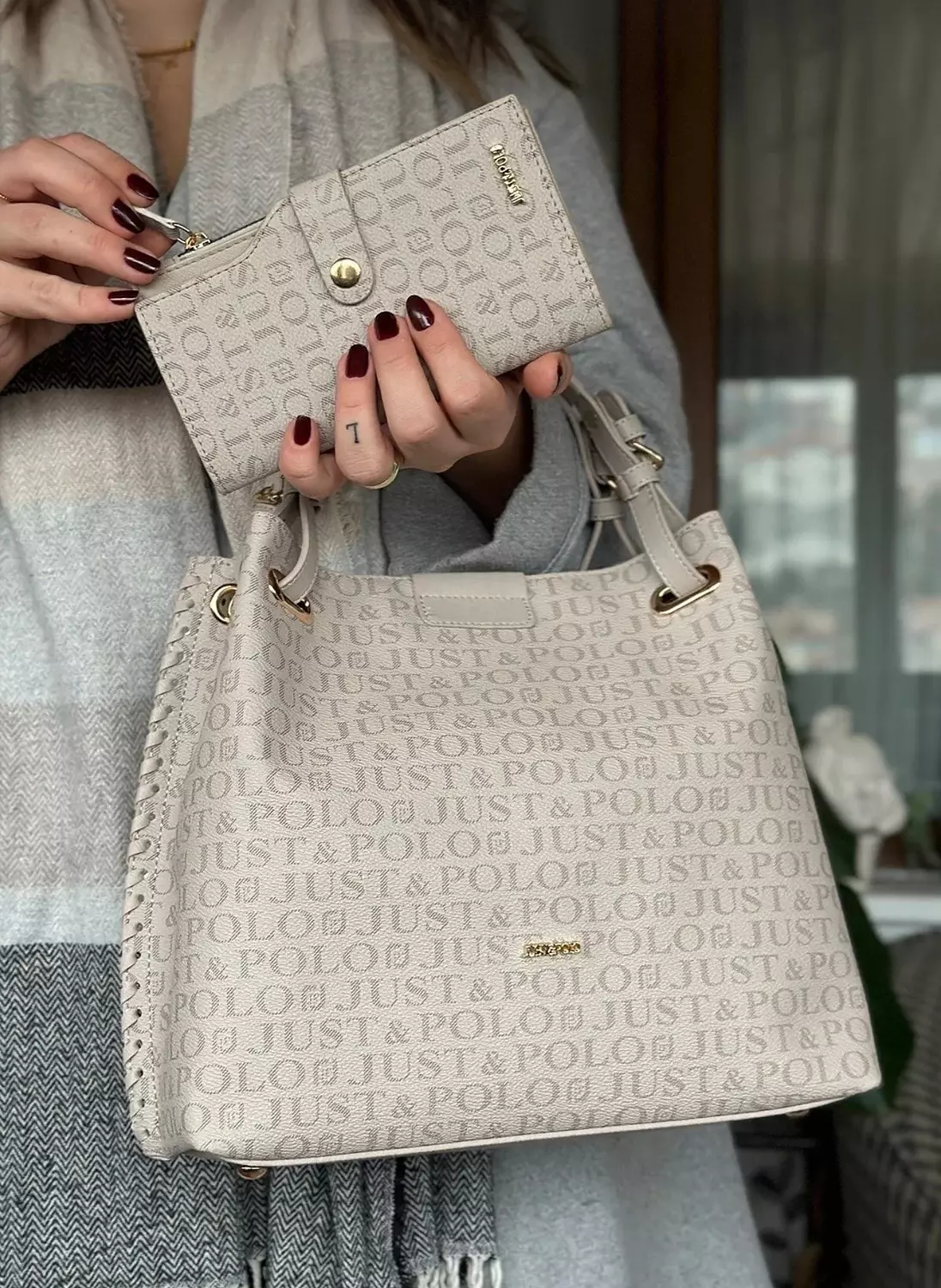   Elegant Greige Tote by just&polo image