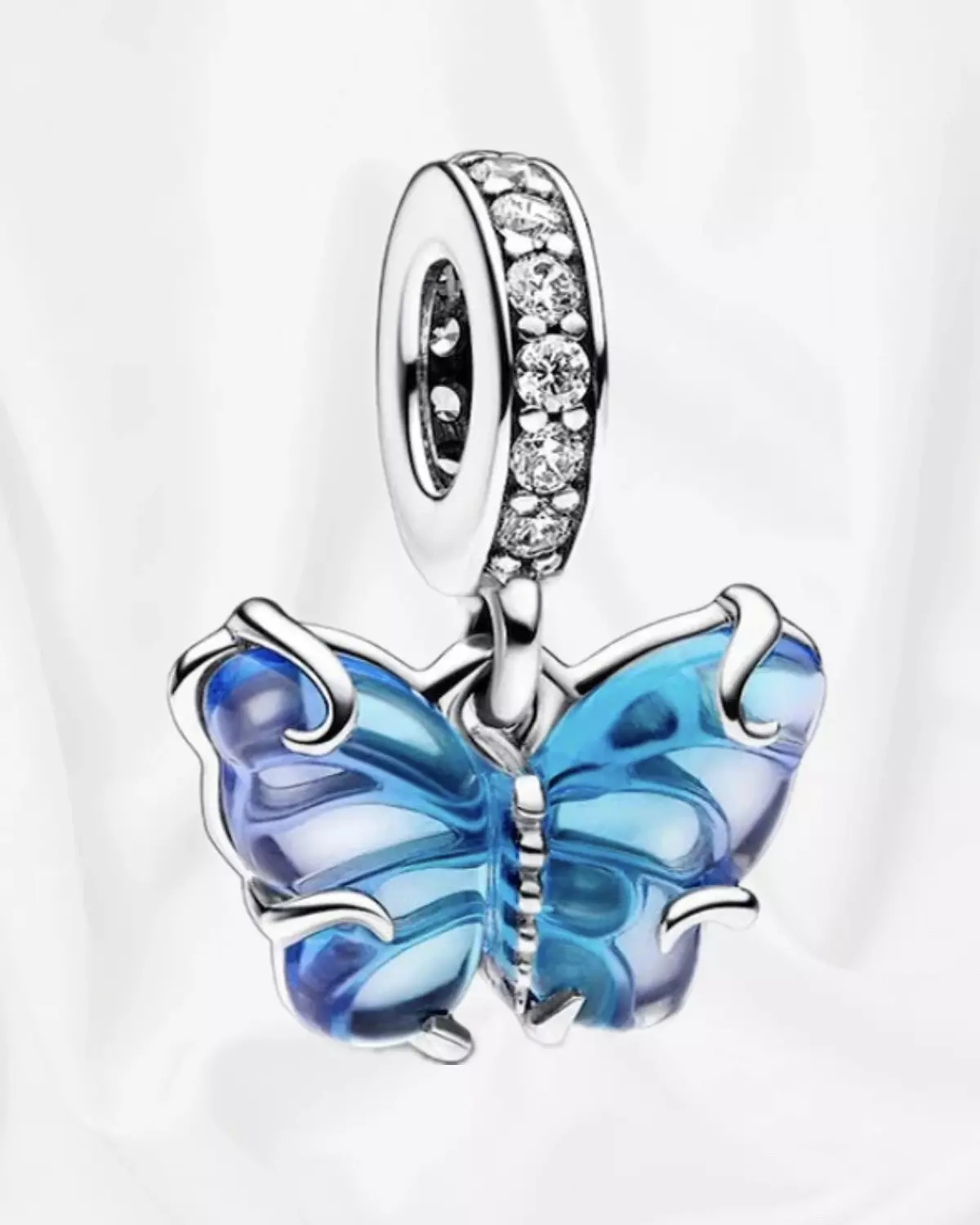 Blue Murano Glass Butterfly Dangle Charm image
