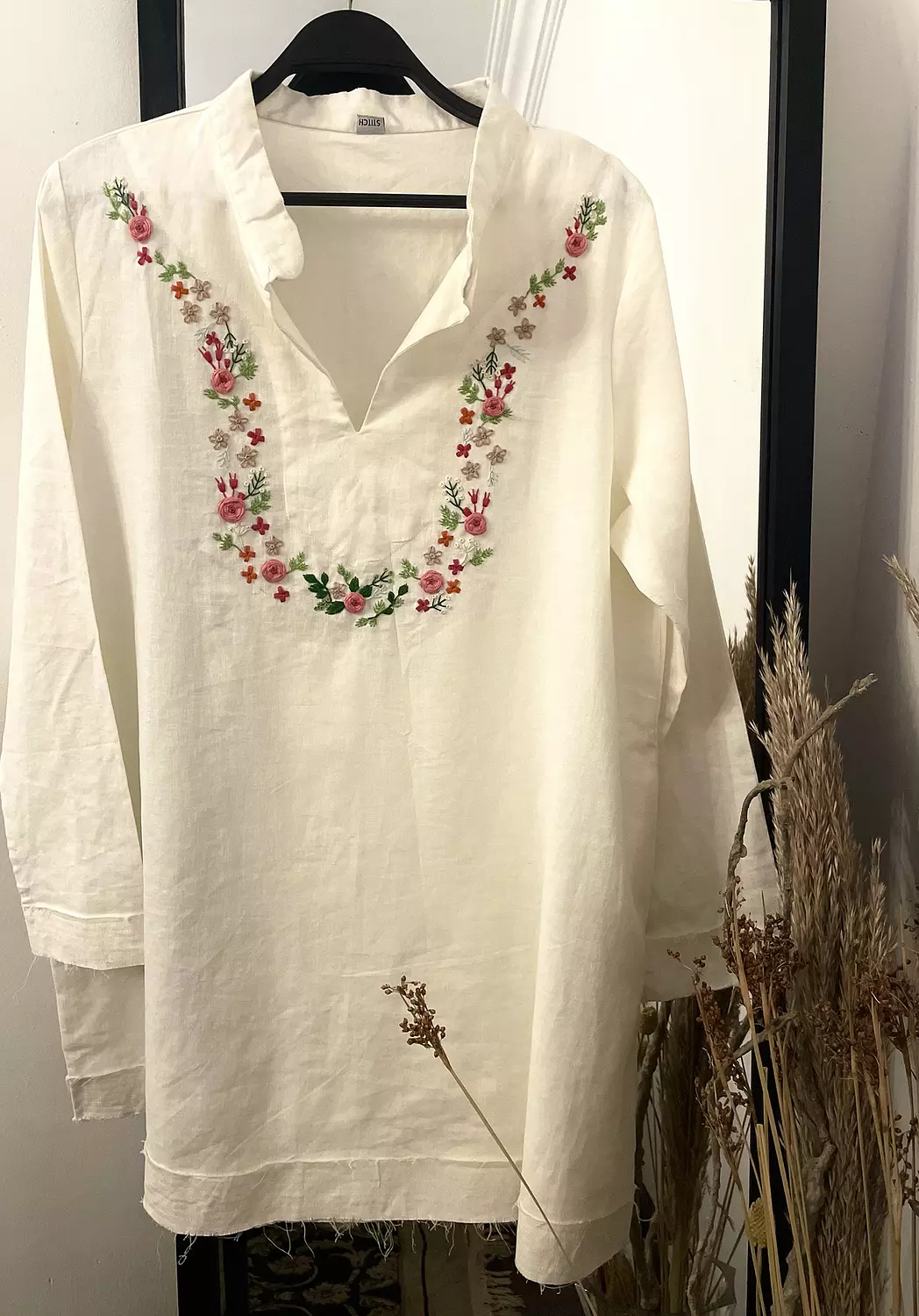 Collar Off white Floral  Dress   3