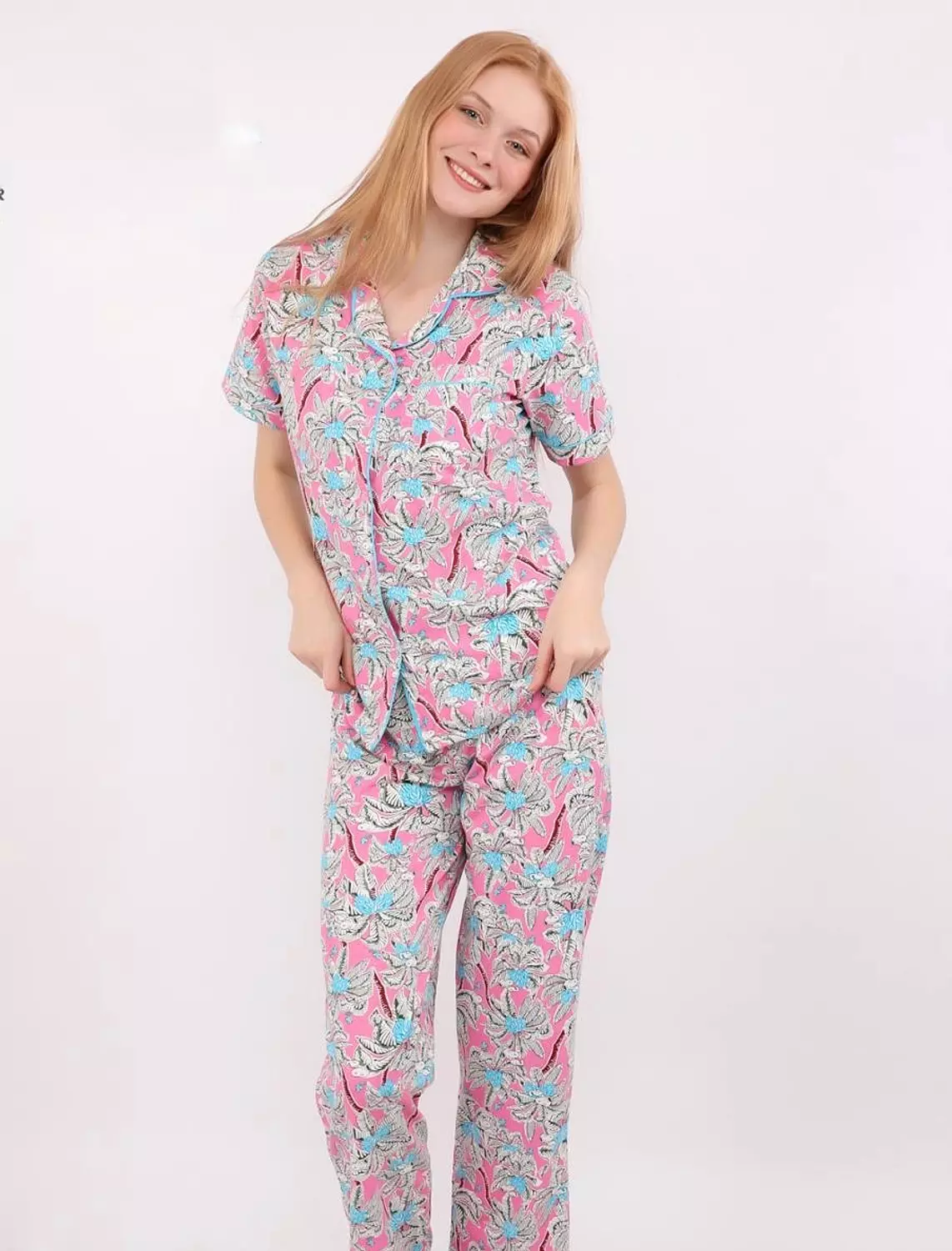 S421 snoopy palms buttoned pajama set 2
