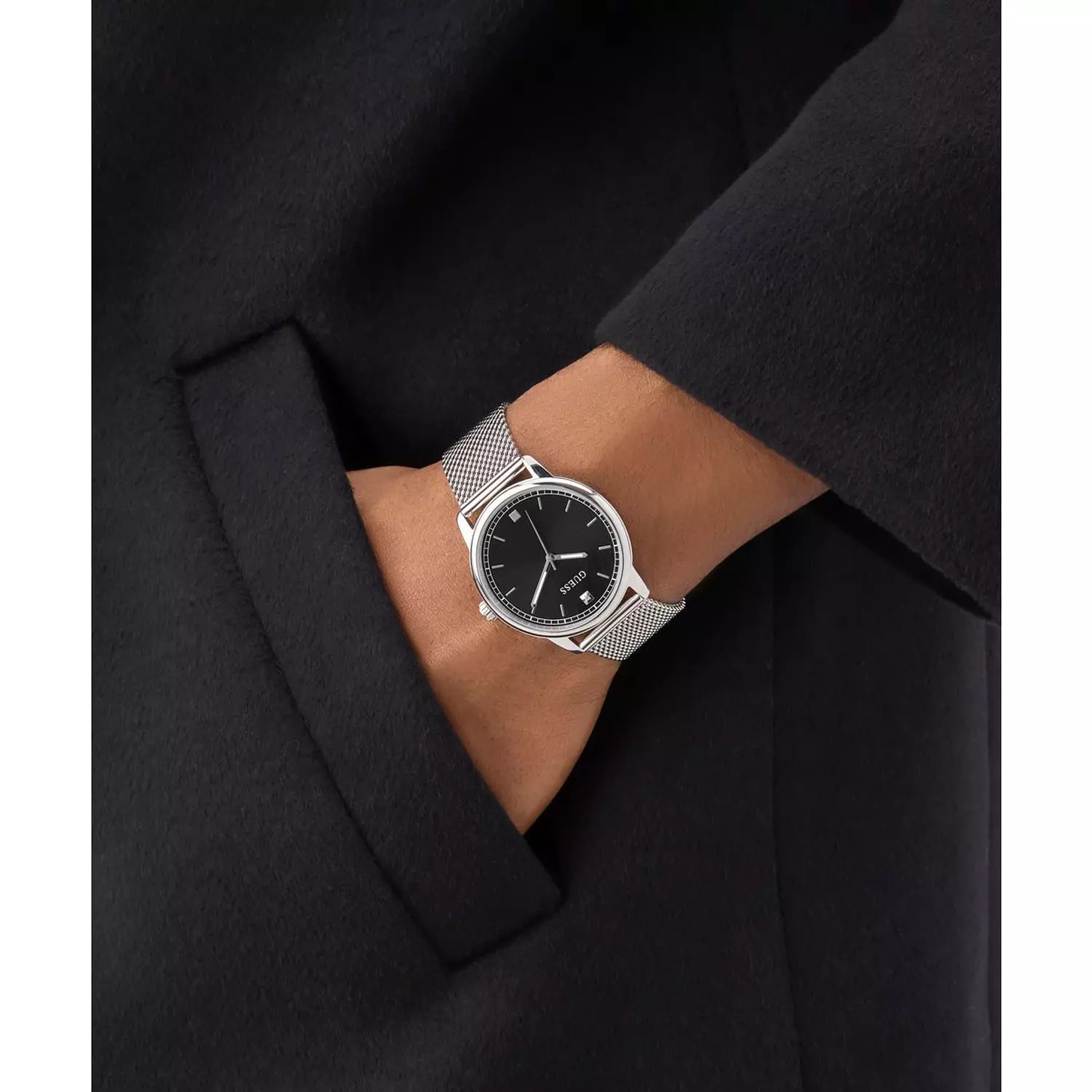 GUESS Mens Silver Tone Analog Watch Silver Tone Steel Mesh Bracelet GW0974G1 7