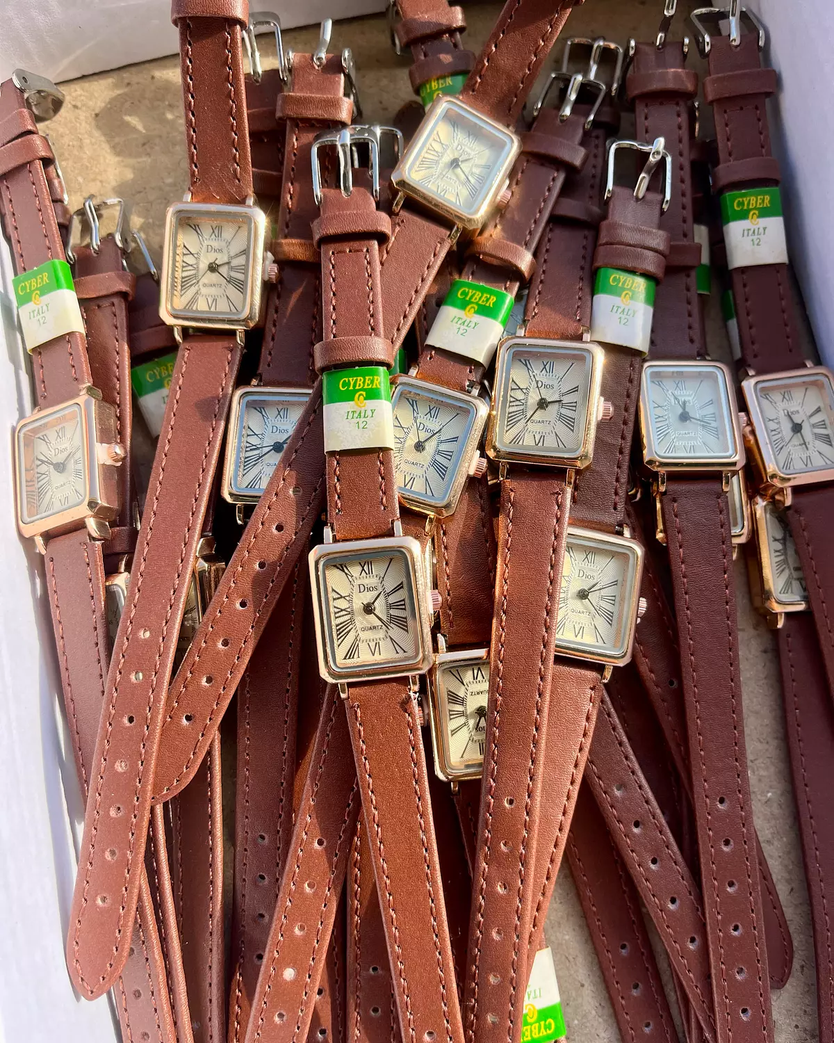 Trendy square Brown leather  3