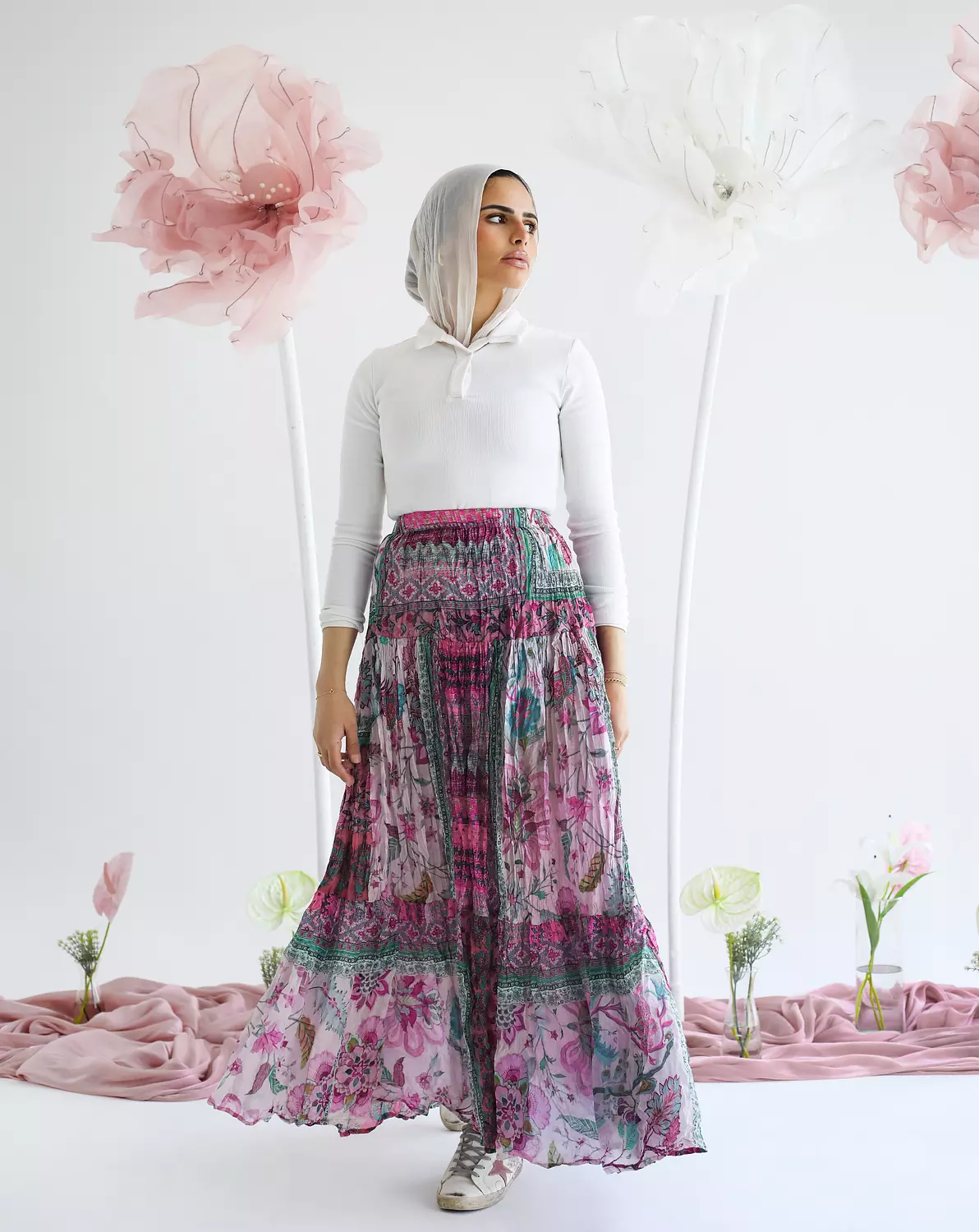 Boho Pink Maxi Skirt 1