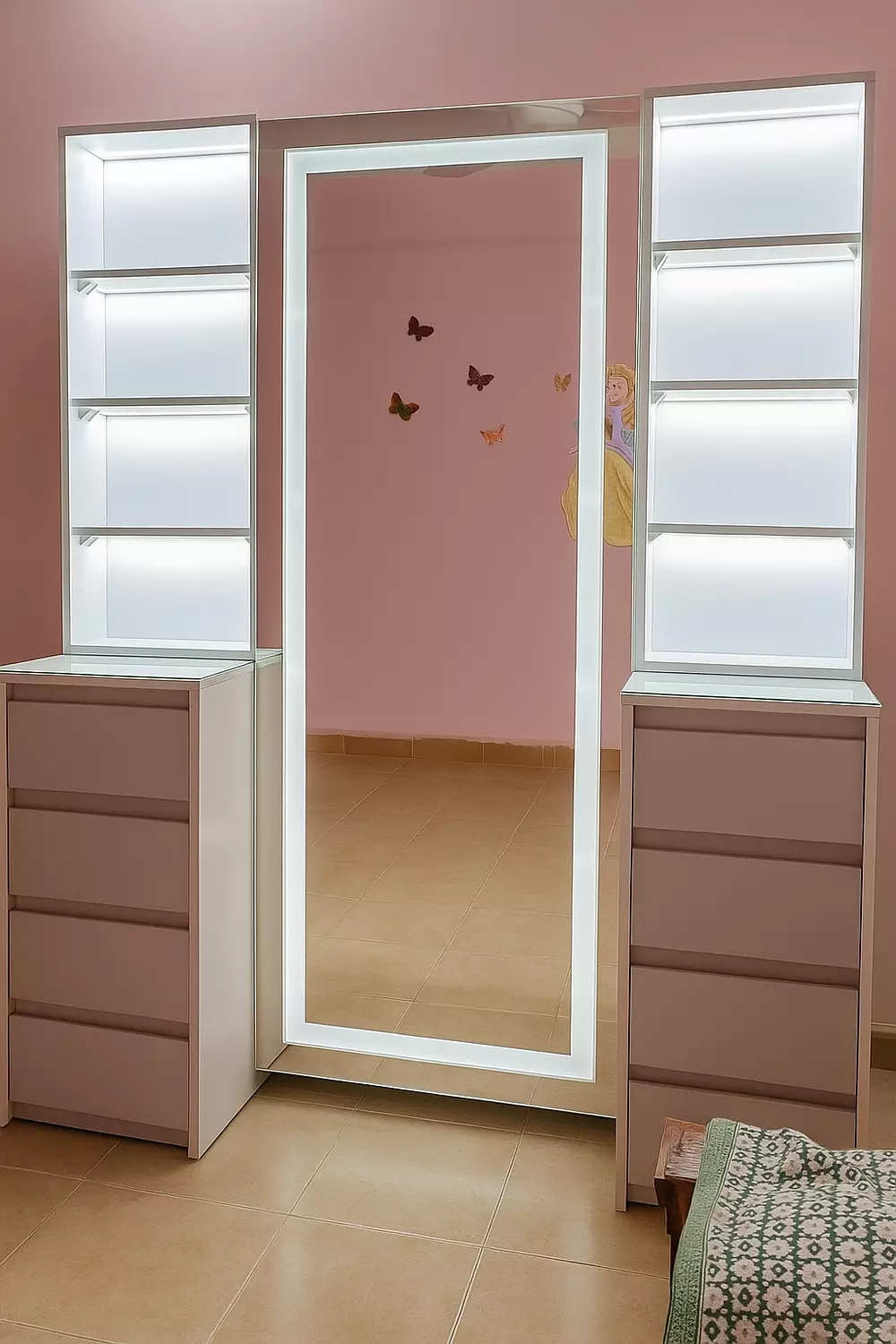 Mirror and shelves with drawers  image