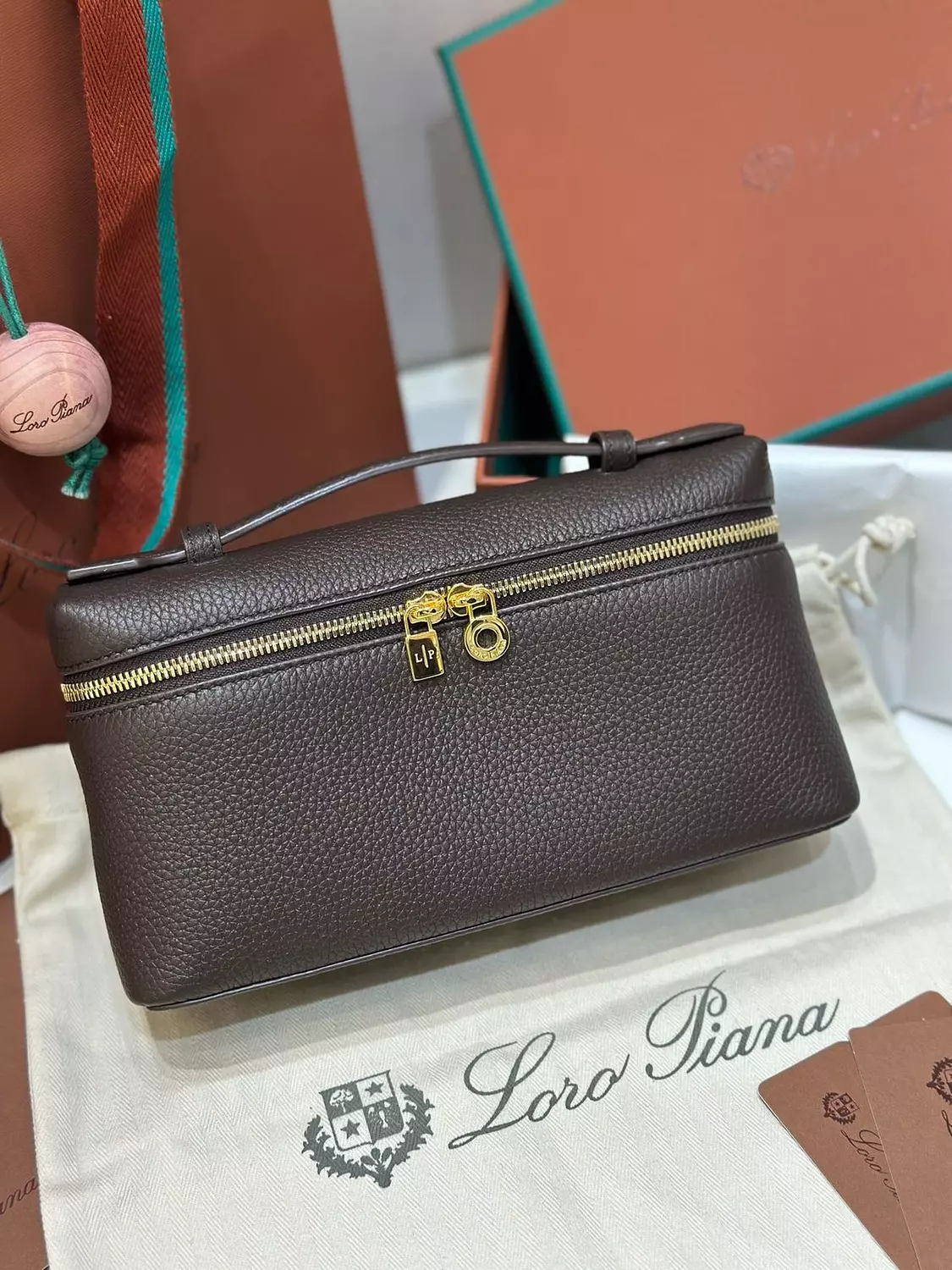 Loro piana L19 Chocolate Brown with Gold Hardware  hover image