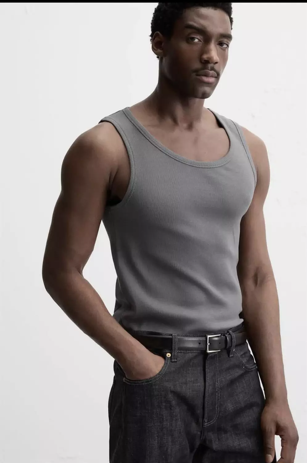 BASIC RIBBED TANK TOP (grey) 1