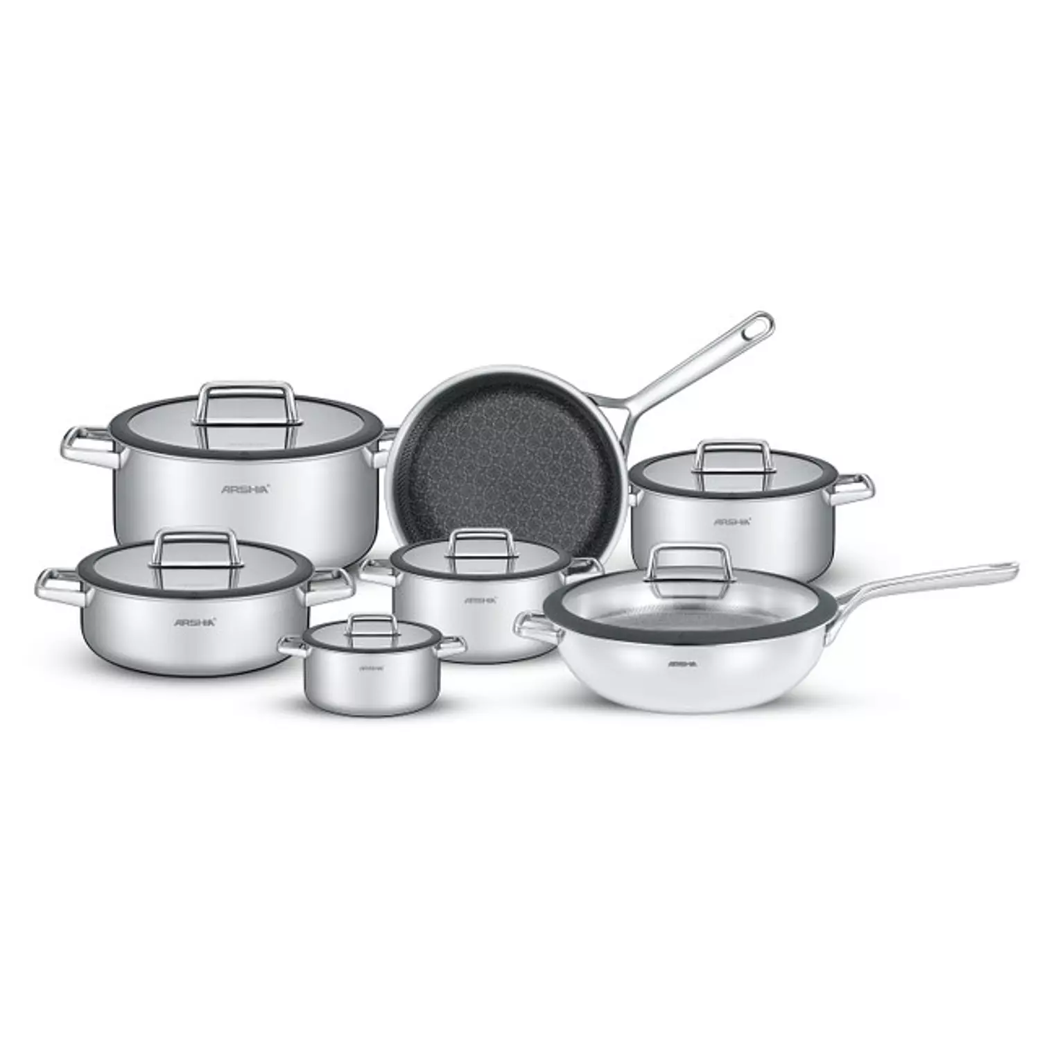 Arshia 13 piece Try_ply stainless steel cookware set image