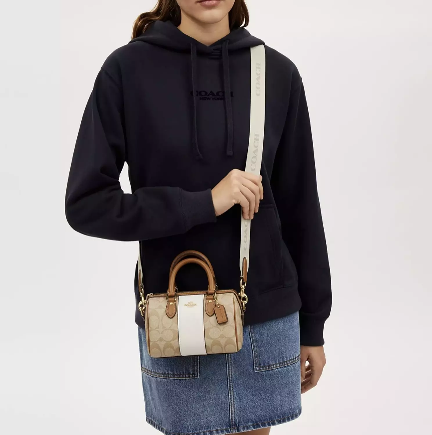 Mini Rowan Crossbody In Signature Canvas With Stripe hover image