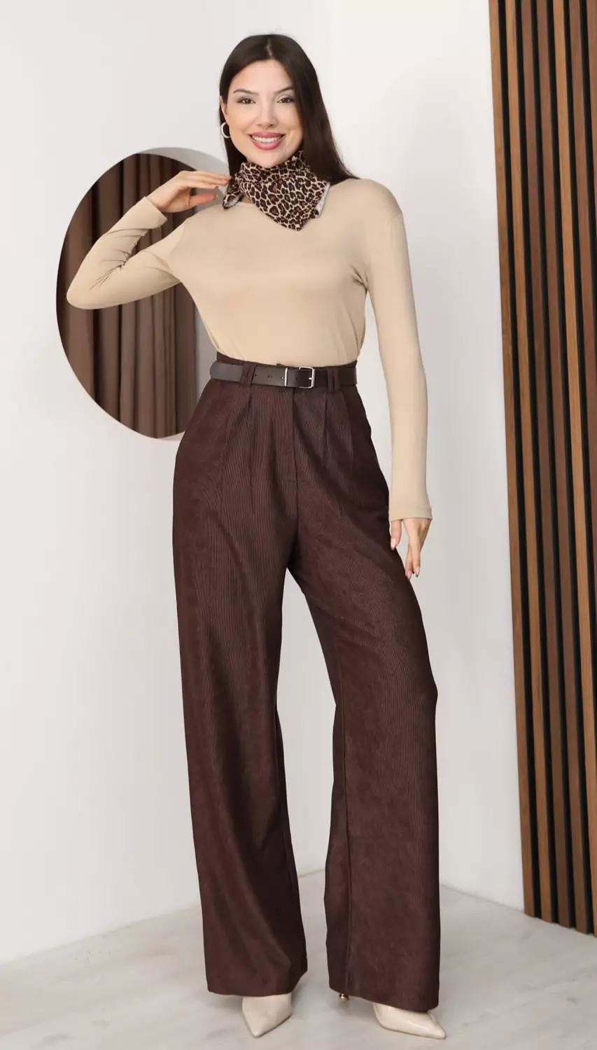 Brown Kadife Classic Pants  hover image