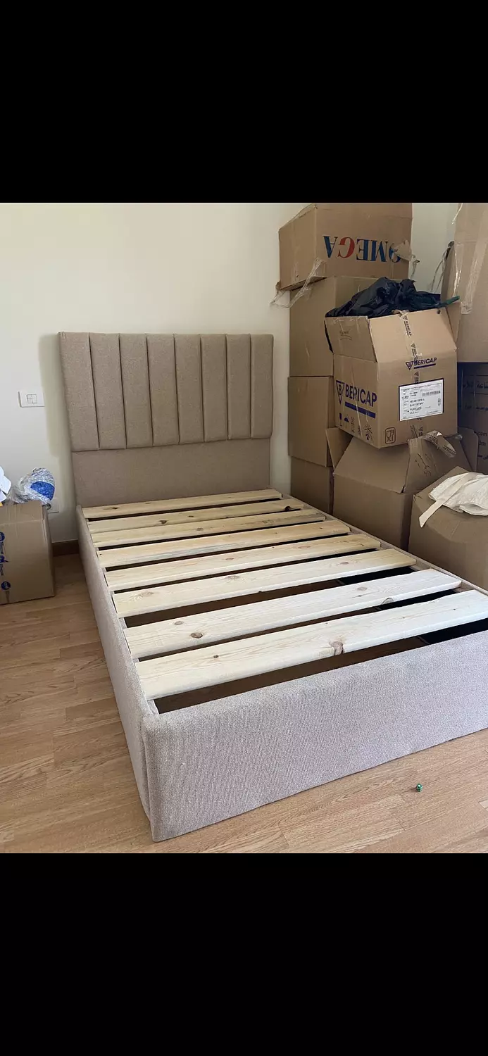 MDF and Velvet Fabric Single Bed 120×195 hover image