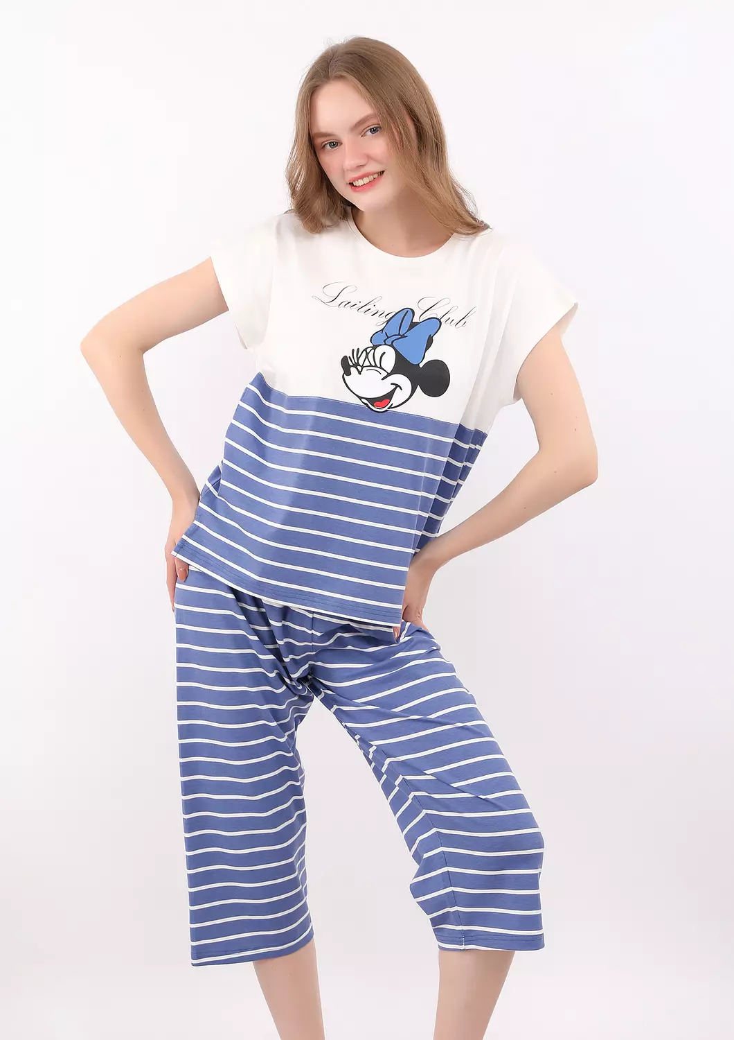Minnie Striped Capri Pants Pajama Set 1