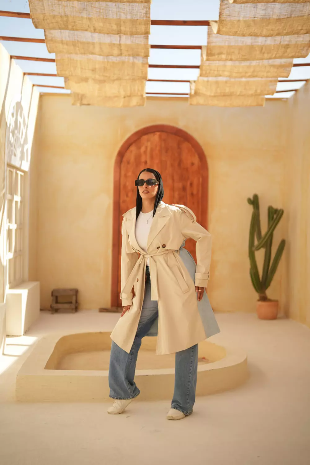 Gabardine coat in jeans 1