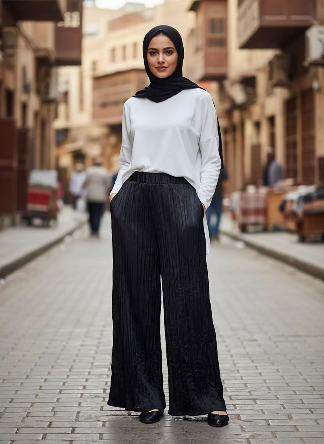 Satin crinkle pants 4