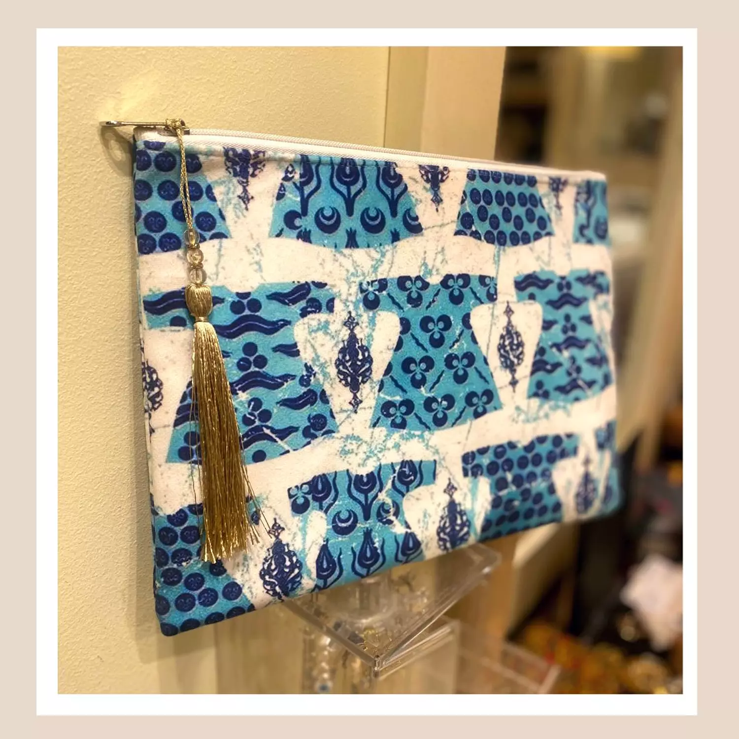 The Blue Kaftan Gold Tassel Pouch 2