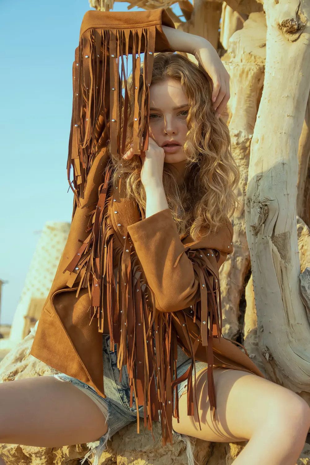 Fringe Suede Jacket - Camel hover image