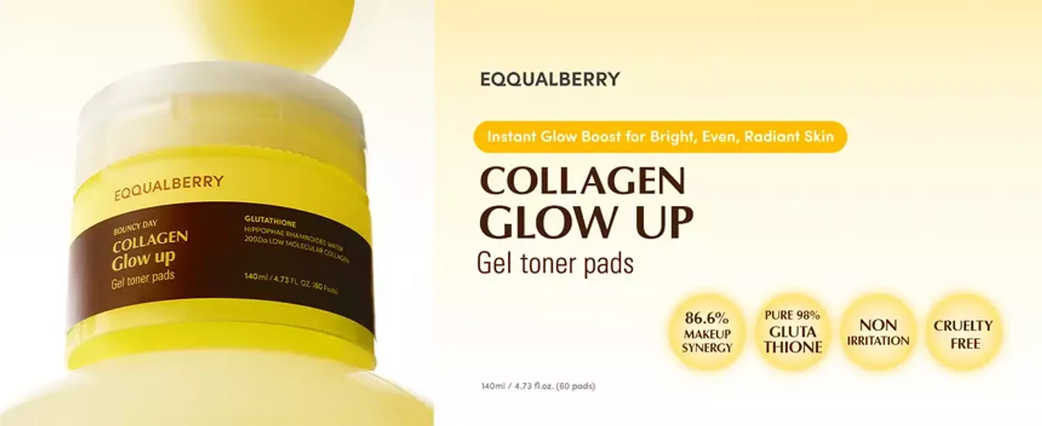 EQQUALBERRY - Collagen Glow Up Gel Toner Pads 60 Pads hover image