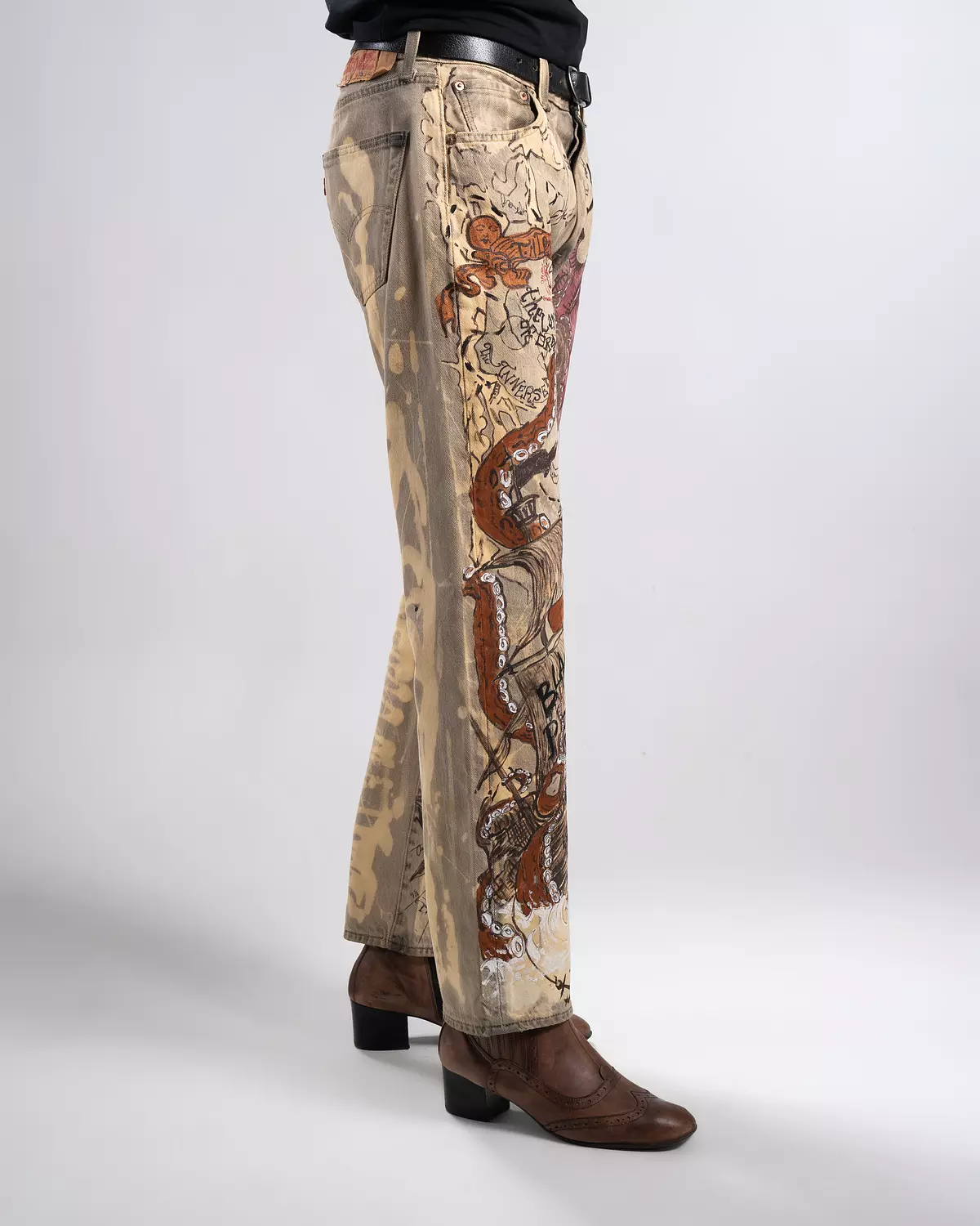 “Lost Lands Map “. Unisex hand-painted Levi pants  5