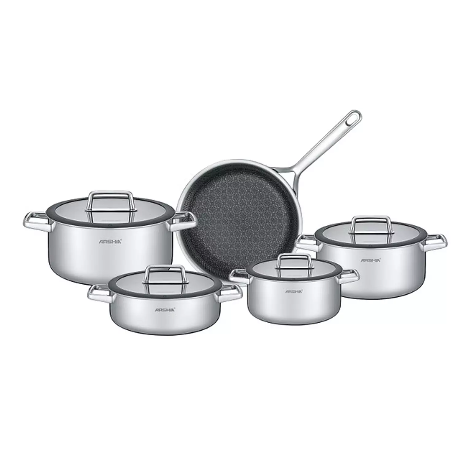 ARSHIA 9 piece stainless steel cookware set image