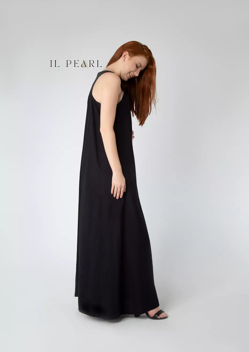 Basic Soft Linen Dress - Black image