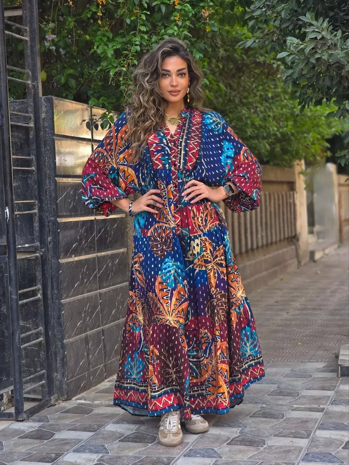 Navy blue boho dress 5
