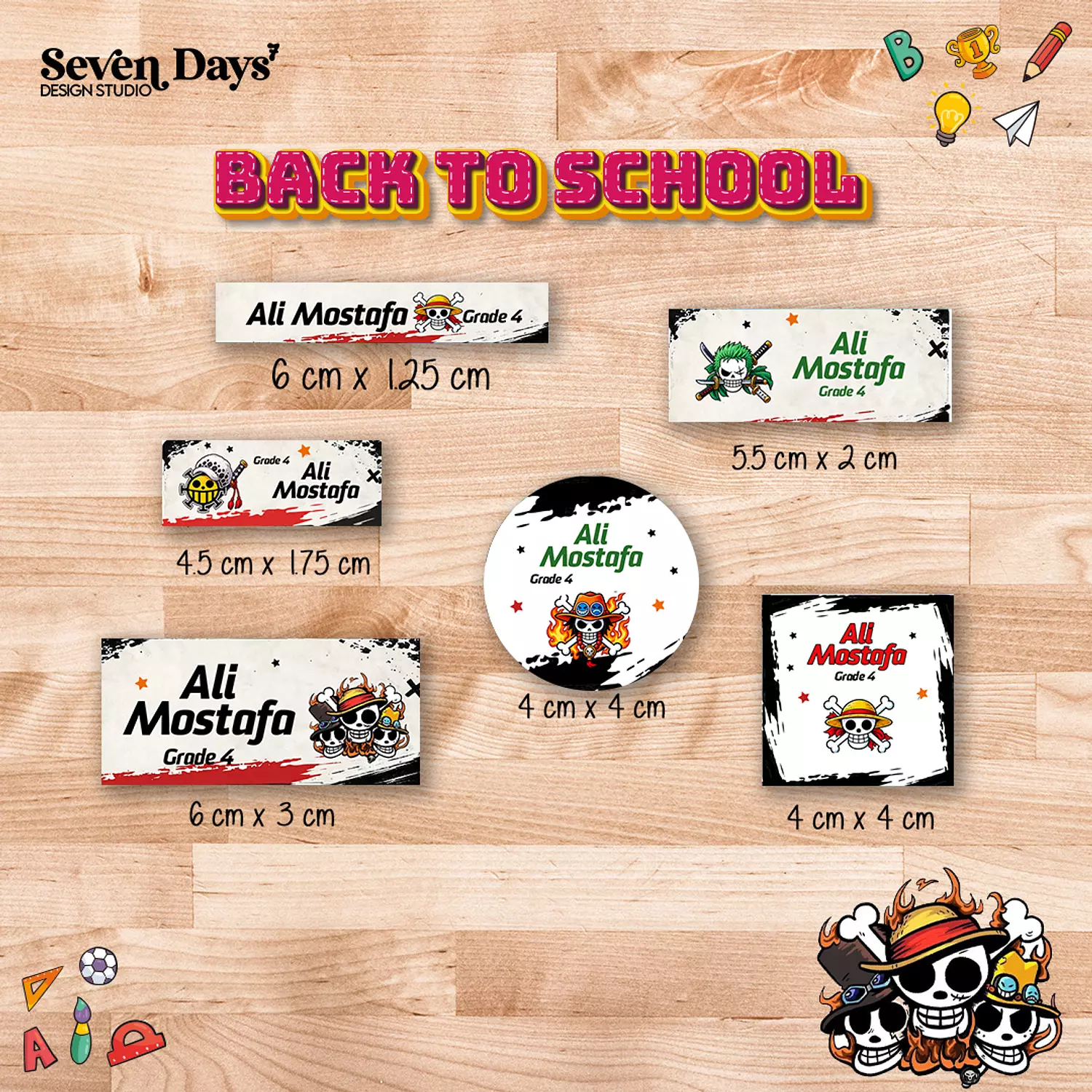 One Piece School Labels image