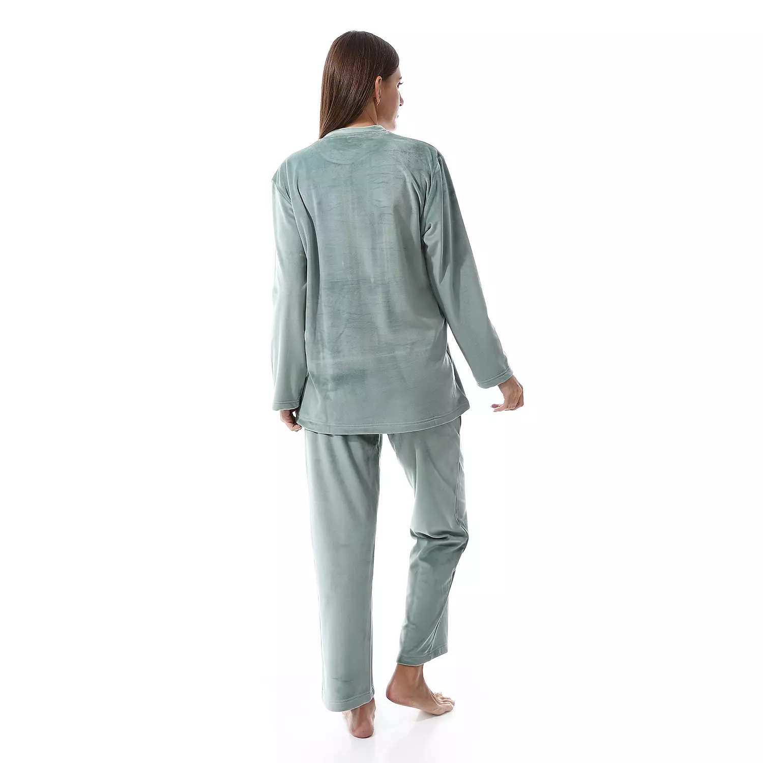 Shorto Women Fleece Joy PJ -Leaves -Round Neck-2639-Mint 3