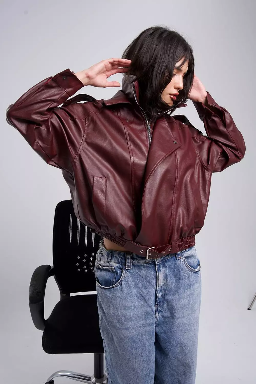 Trendy leather jacket image