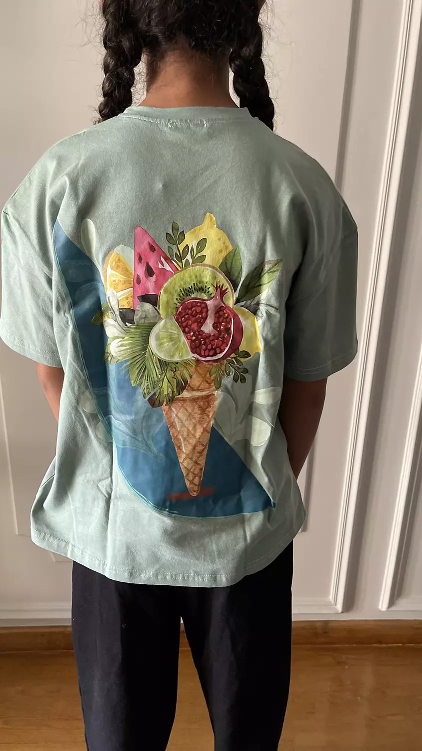 SOUTH Unisex Pastel Green South Fruits Oversized t-shirt  image