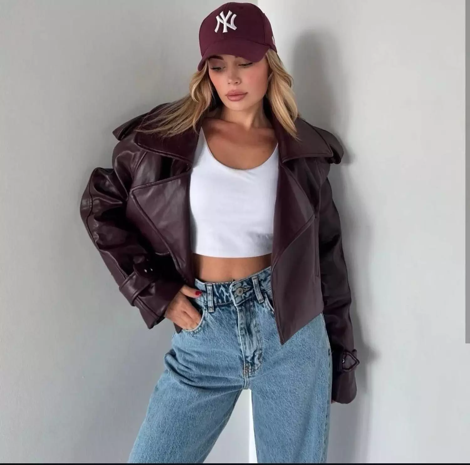Cropped leather jacket  1