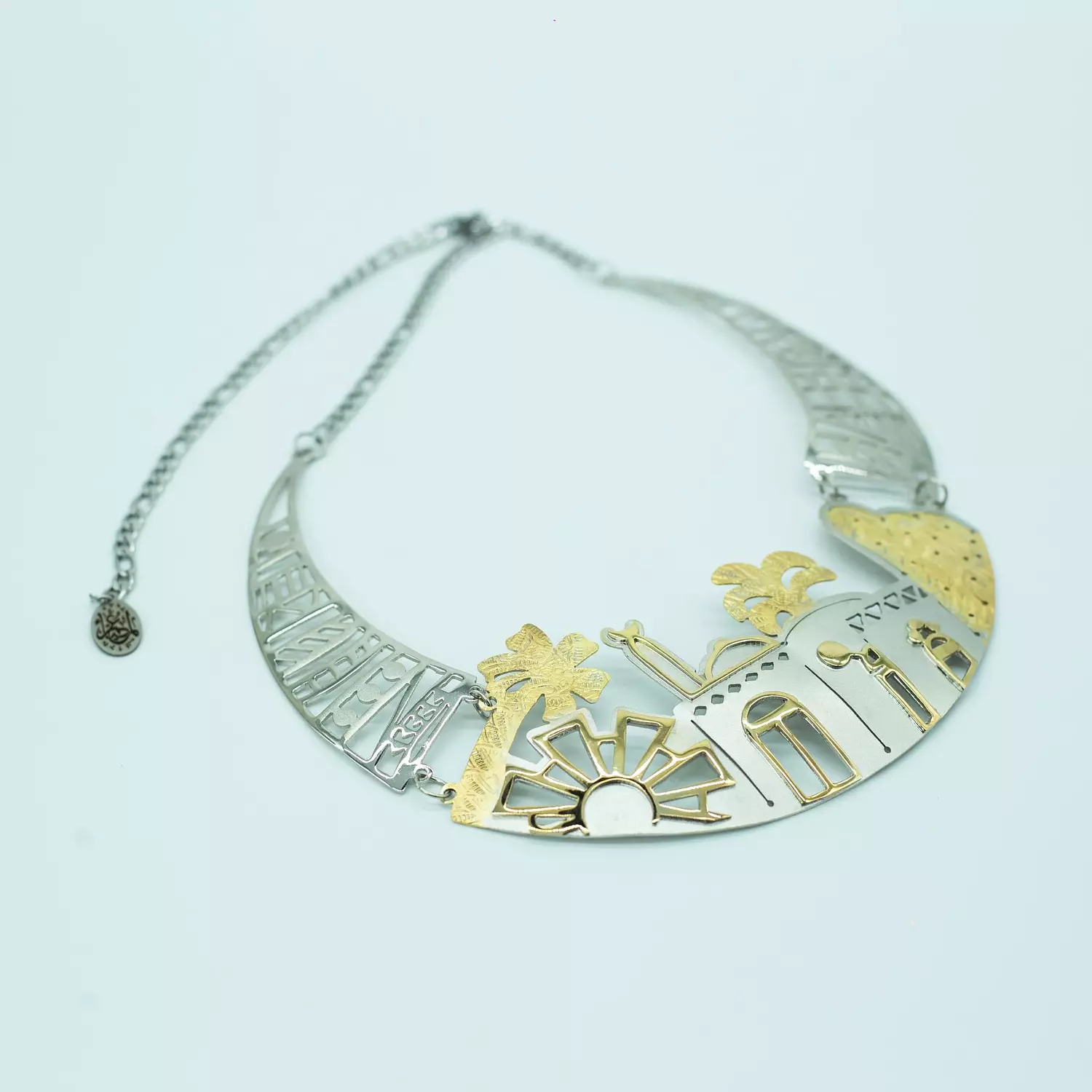 Two-layer copper necklace, gold and silver plated, 50 cm - folk art image