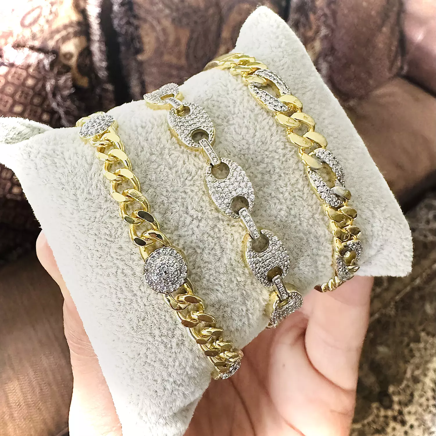 Cuban chain zircon open bangle 3