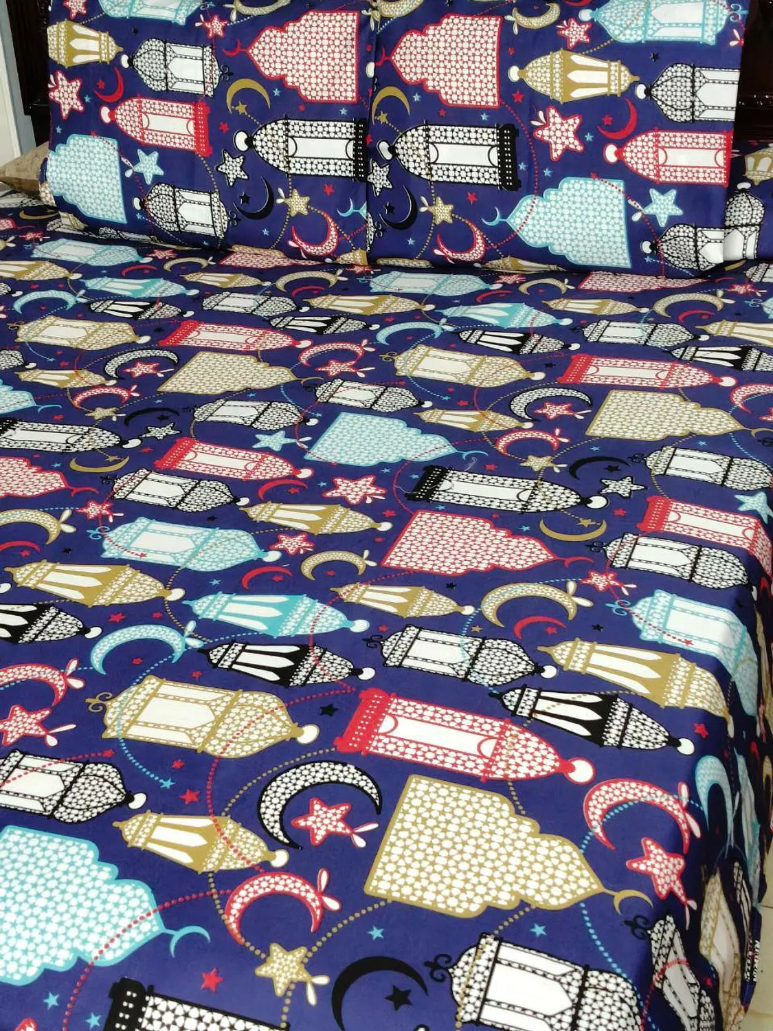 طقم ملايه كبير قطن تركي فوانيس كحلي image