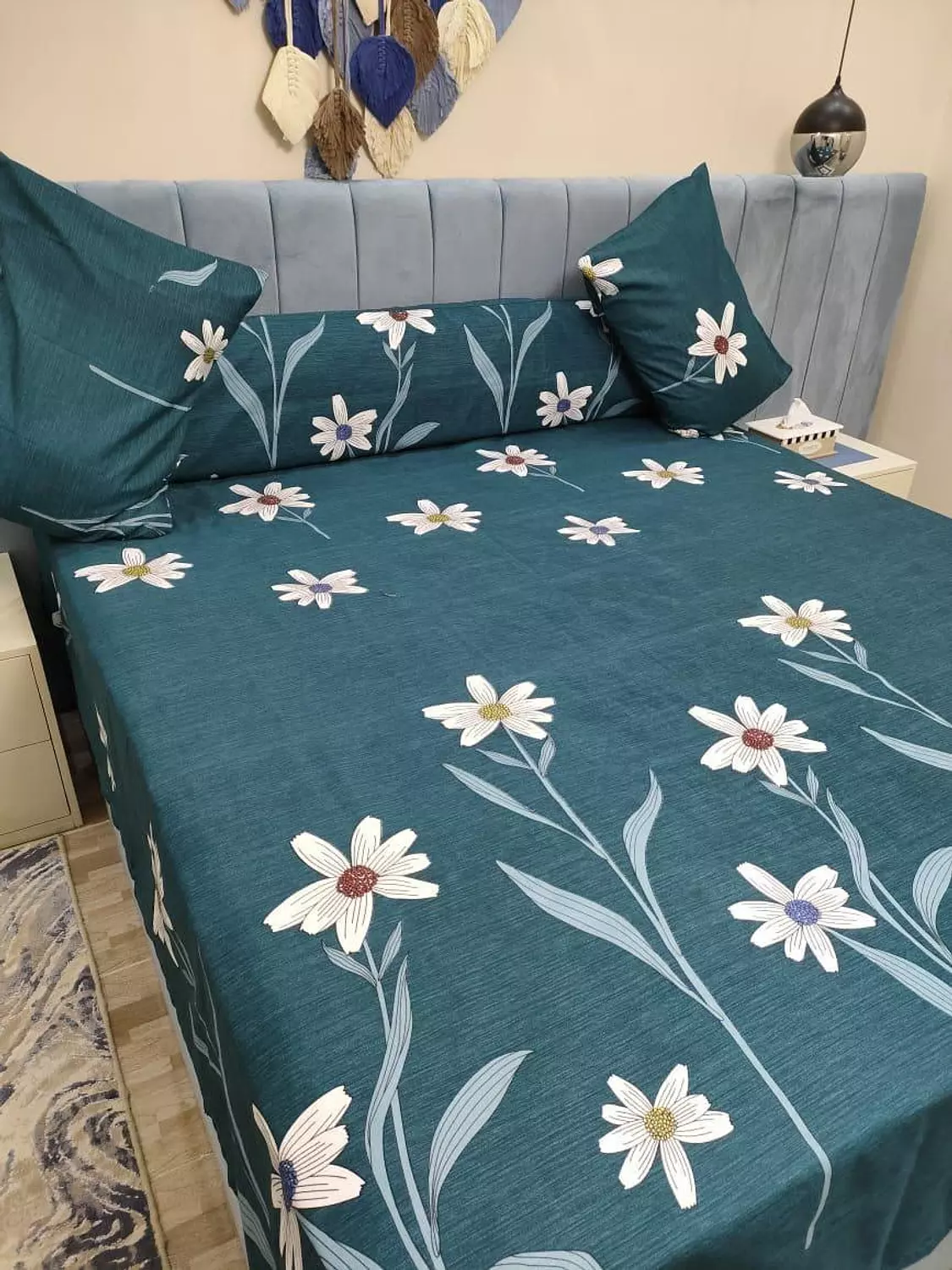 White flower cotton sheet set image