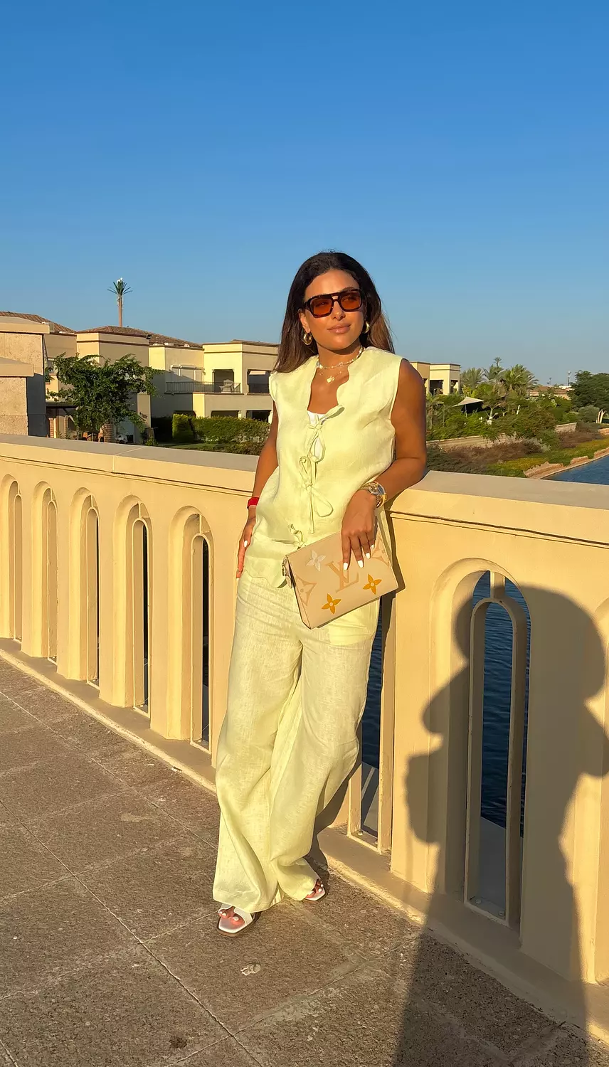 Butter Yellow Darted Pants  image