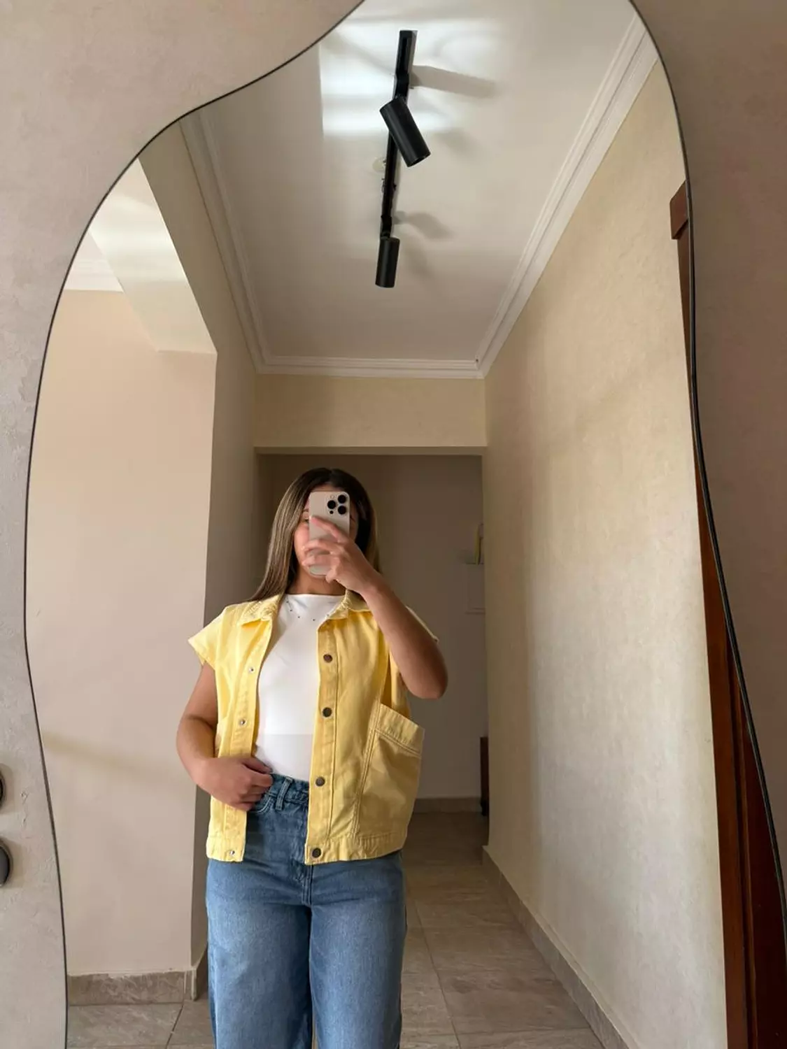 Cropped Jeans Vest Yellow image