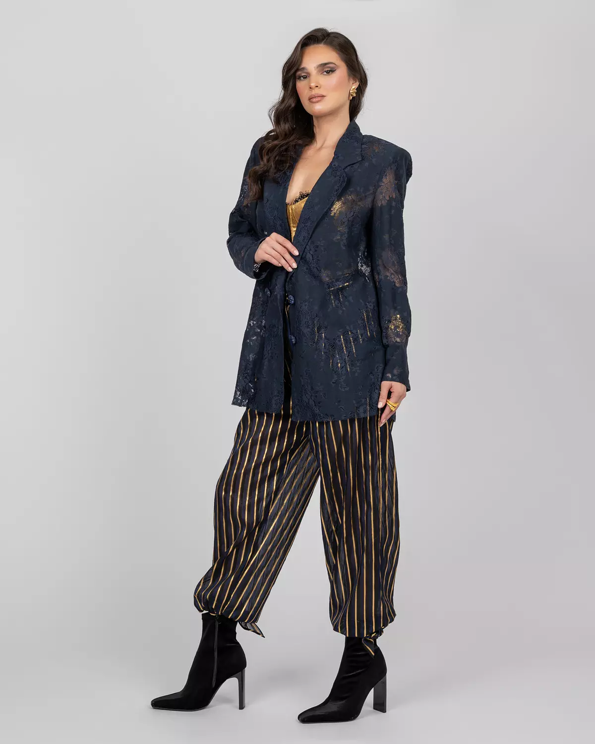 Navy Blue Lace Blazer 3