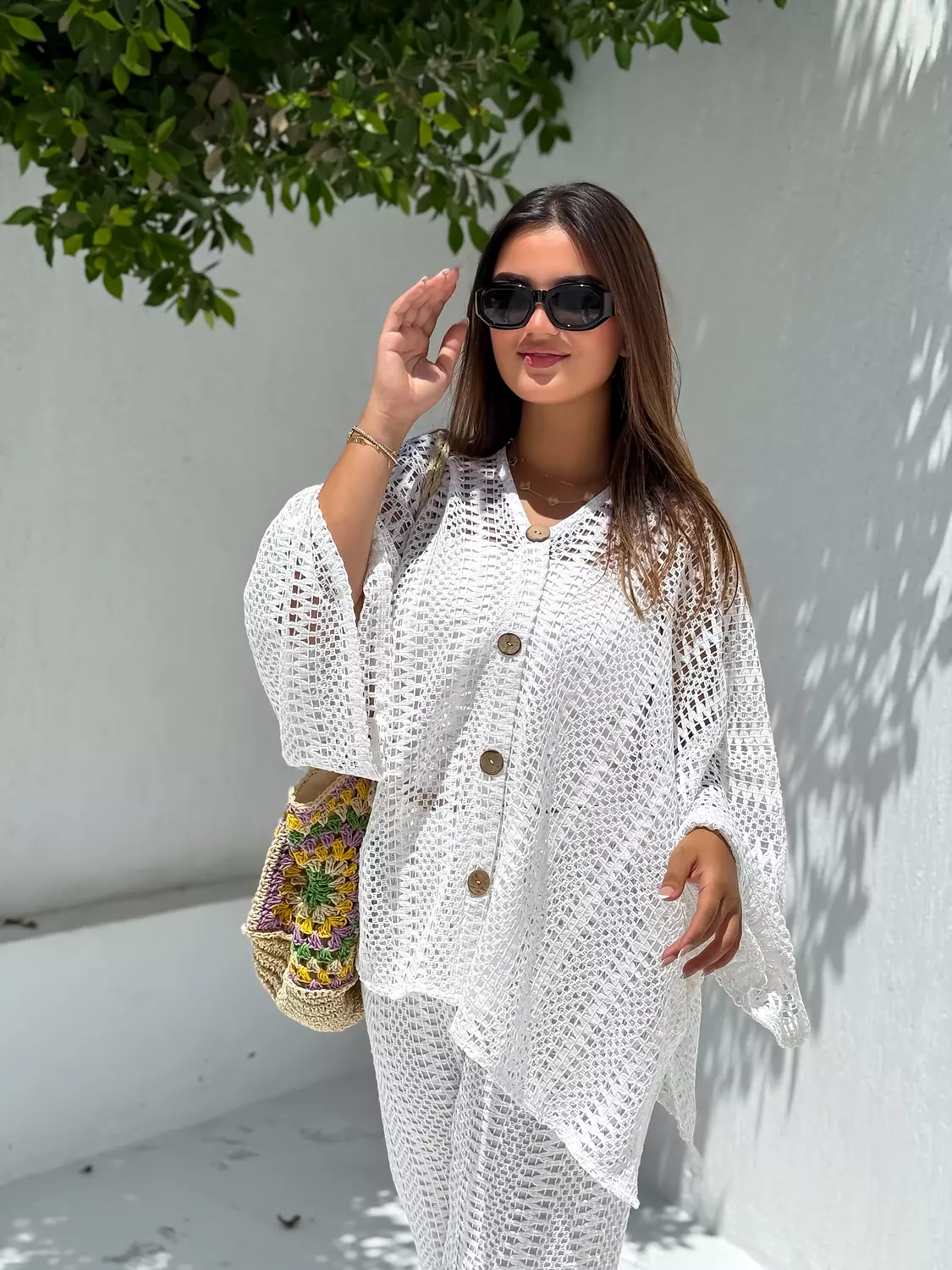 Knit button white set  hover image