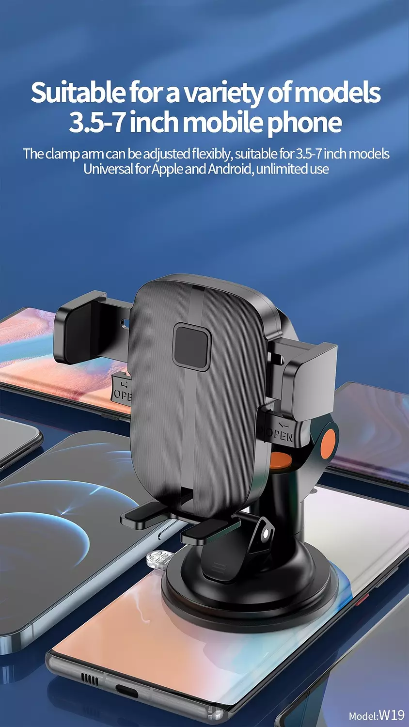 Car Phone Holder - 360° Rotating - Strong Suction Cup - Sendem W19 5
