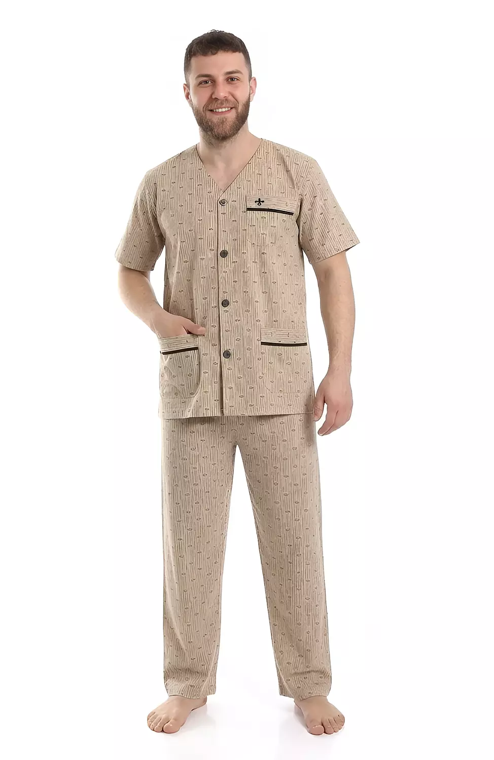 بيجاما رجالي مطبوعه كلاسيك - 2286- كافيه image