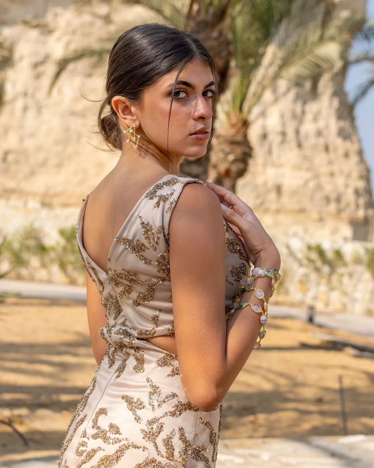 Golden lace dress  2