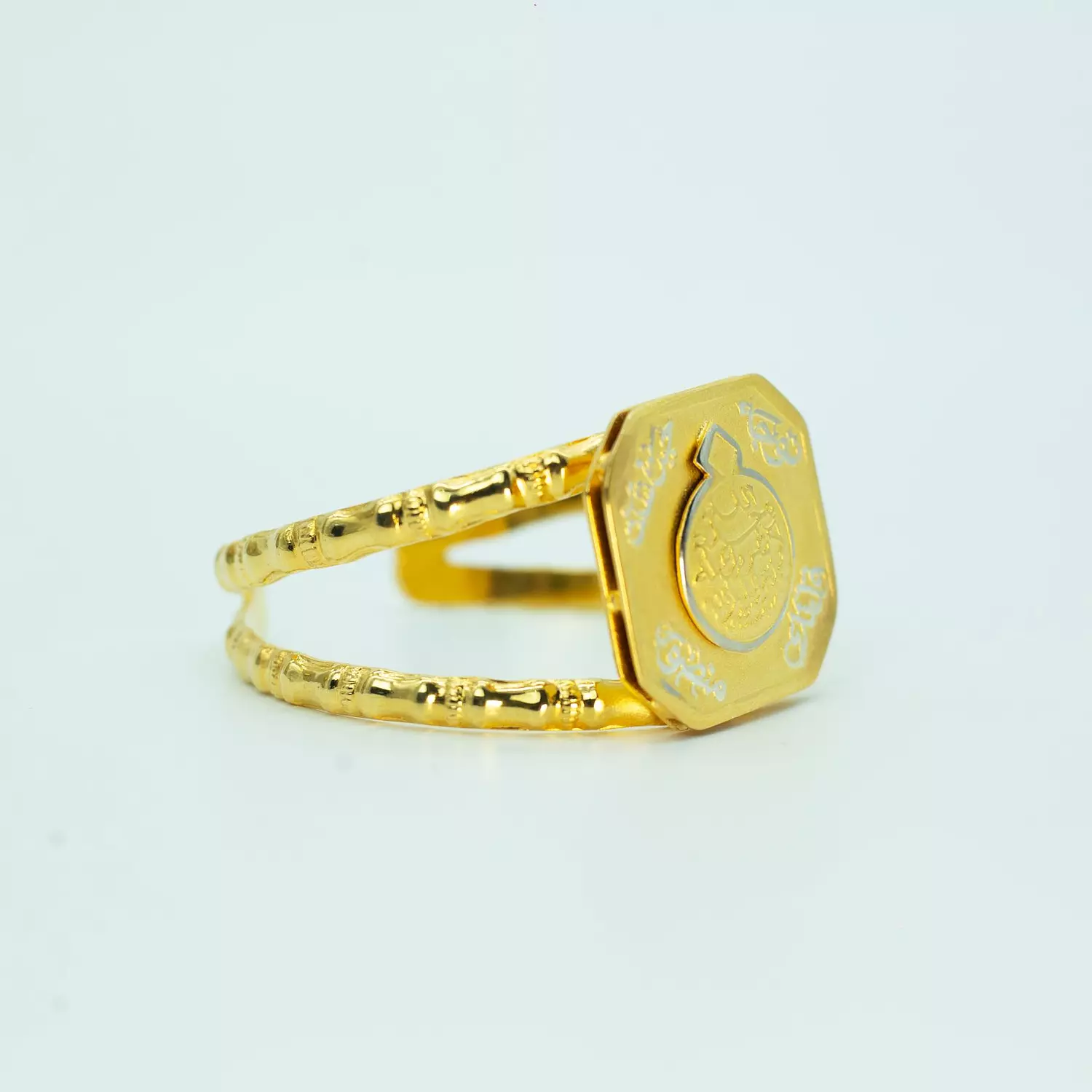 4-layer copper bracelet, plated with matte and shiny gold and silver - free size - Islamic 2