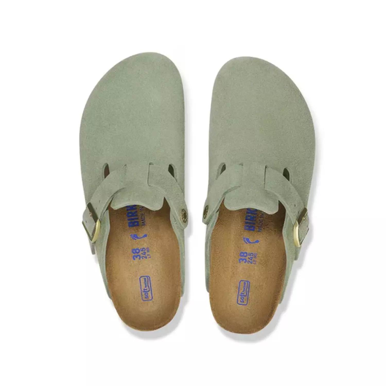 Birkenstock   Boston   Soft   Footbed   –   Suede   Green   Tea 2