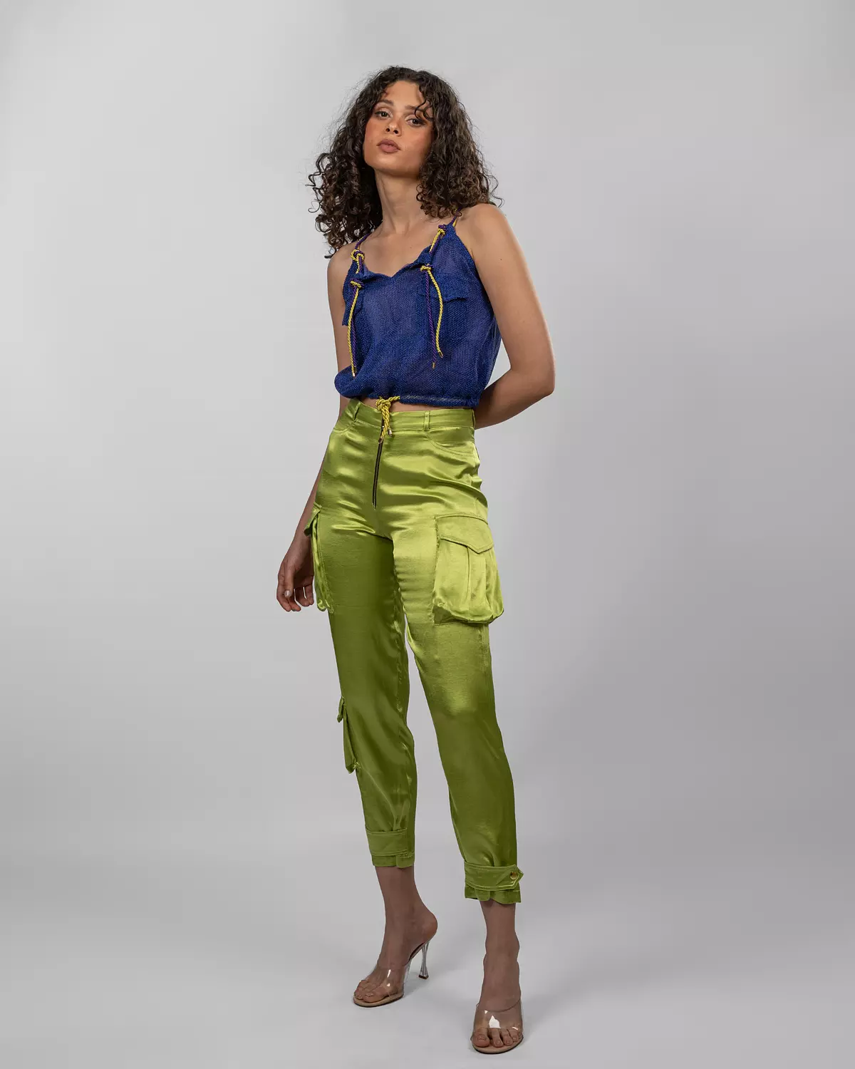 Metallic Blue Net Blouson Top 8