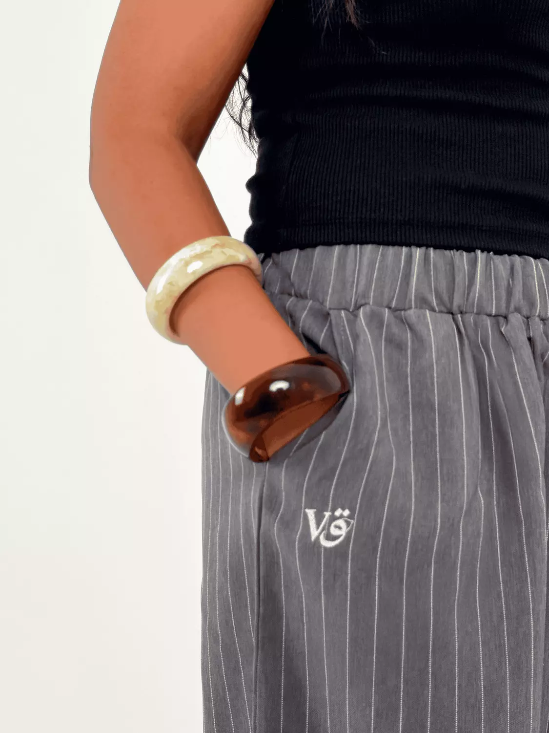 Wide Leg Stripped Pants - Women 10