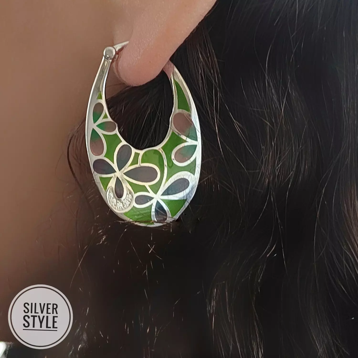 Green Enamel Earrings  image