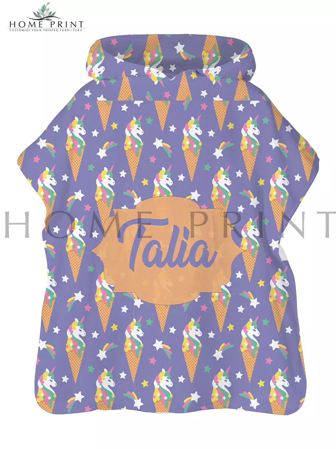 Microfiber Poncho - Unicorn - Multi Colors Shape  image