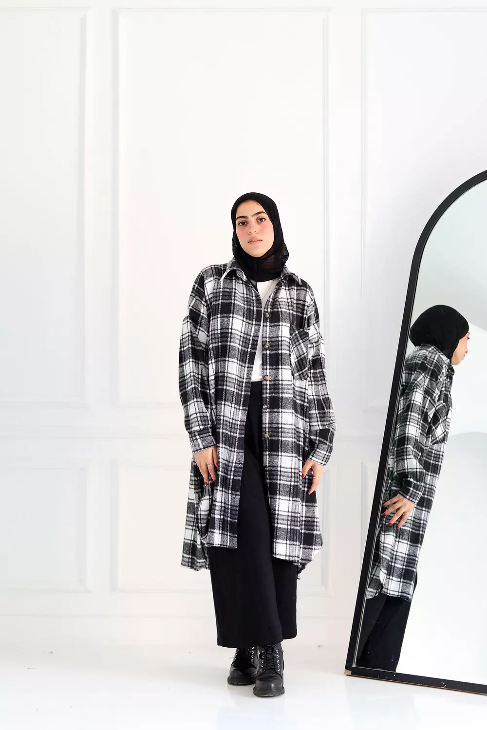 Black & White Checkered Oversize Shirt image