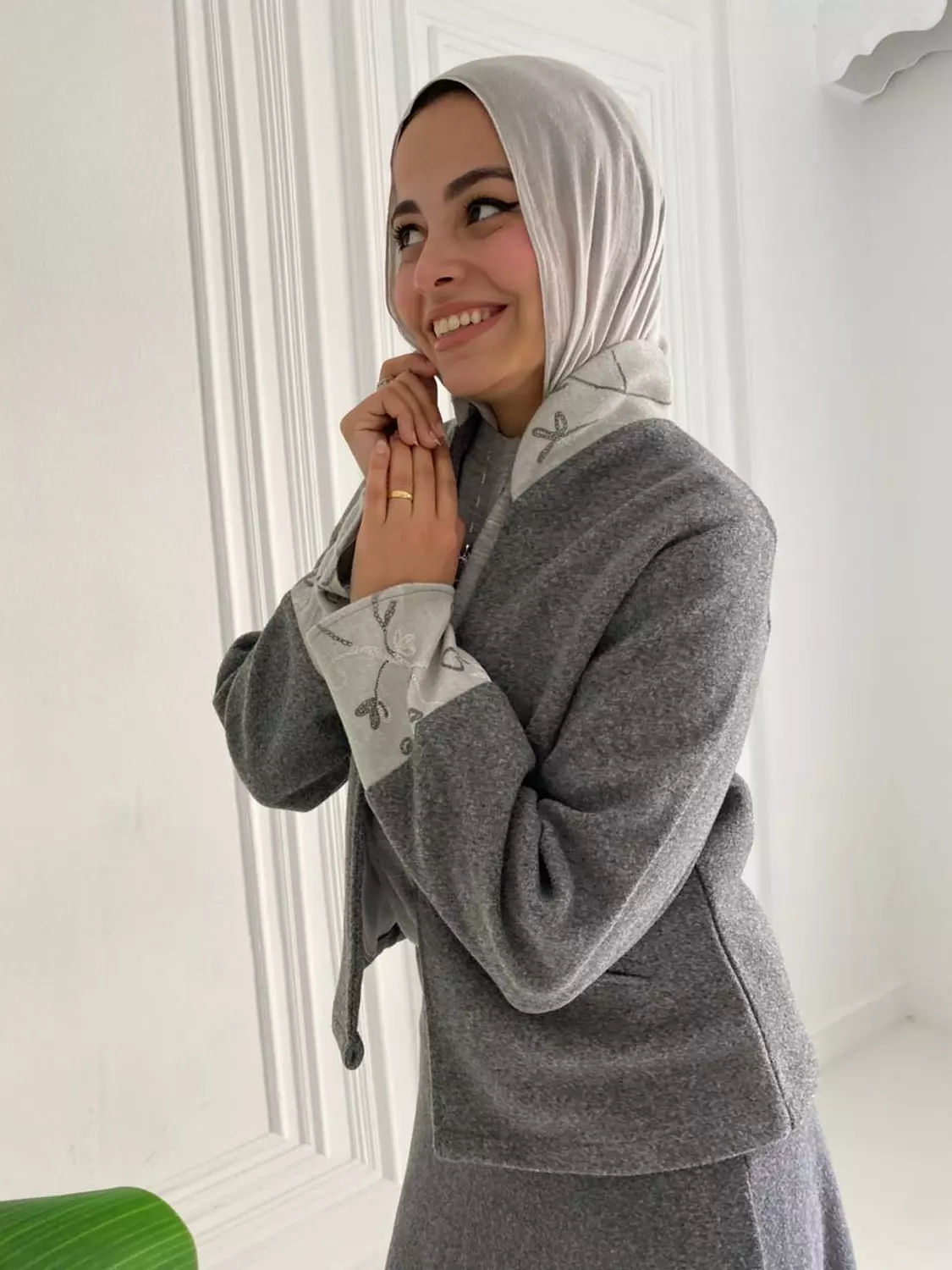 Gray Broadcloth cropped Jacket hover image