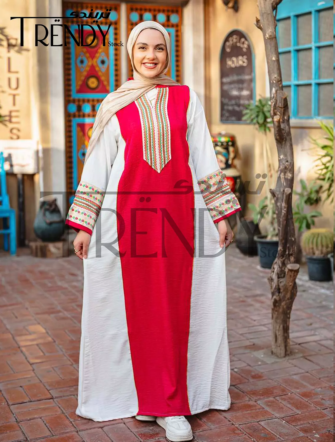 Linen abaya with Indian embroidery image